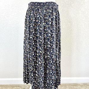 Kathryn Deene Sz 14 16 Katy D. 90’s Y2K Floral Maxi Skirt Navy Blue Button Back
